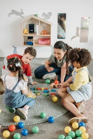 Children engaging in play at a modern preschool in Midland, fostering curiosity and community.